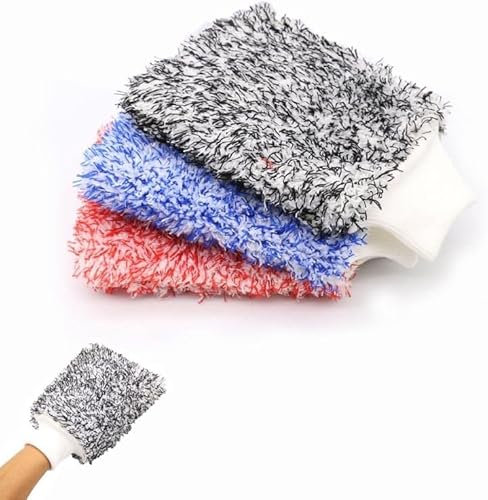 Defresit 3 Pcs Microfiber Car Wash Mitt Double Sided Cleaning Gloves Equipment Sponges, Super Absorbent Microfibre Gloves Microfibre Cloth for Car Cleaning Household Cleaning