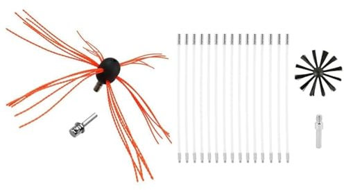 TUBBEK 1 Set Chimney Power Sweeping Brush Cleaning Rotary & 1 Set Industrial Chimney Boiler Brush Dryer Cleaning Tool