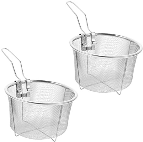 Cabilock Edelstahl Frittierkorb 15cm Mit Griff Snackkorb Für Pommes Hähnchen Frittiernetzbehälter Zum Braten Servieren in Küche