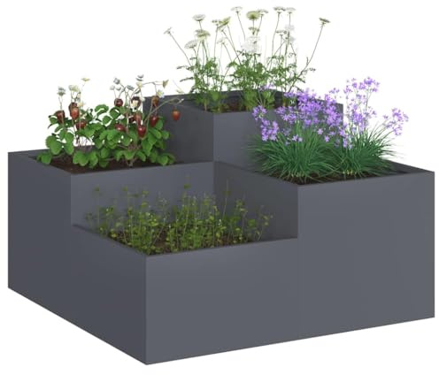 vidaXL Vaso da Giardino Antracite 80 x 80 x 48 cm Acciaio, Supporto in Metallo per Piante da Giardino e terrazza, Design Moderno e Industriale per Esterni