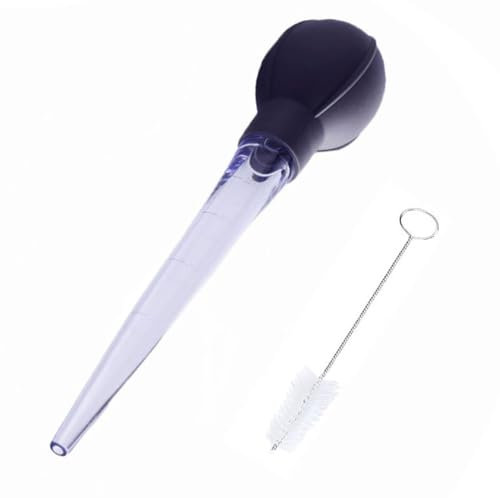 Wxinsheng Siringa per Arrosti in Silicone Alimentare,Spazzola per Pulizia Inclusa,Strumento per Barbecue e Marinatura di Carne Doppia Scala ml/oz,Lavabile in Lavastoviglie,30 cm