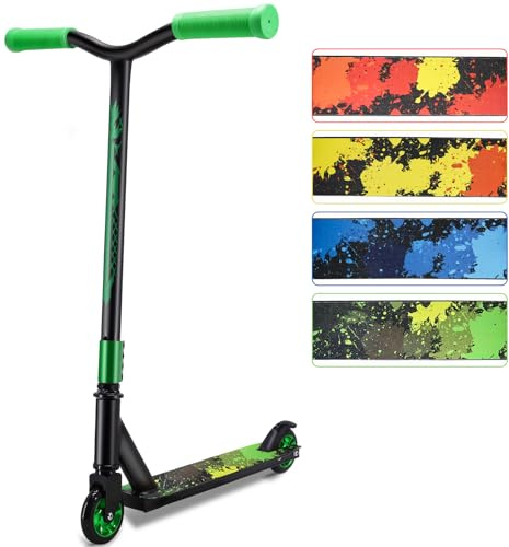 Trottinettes de Cascade - Freestyle Roues à Noyau en Aluminium 100mm & Trottinette de Figures ABEC-7 pour Enfants de 8 Ans et Plus Trottinette de Niveau Débutant pour Garçons Filles Adolescents