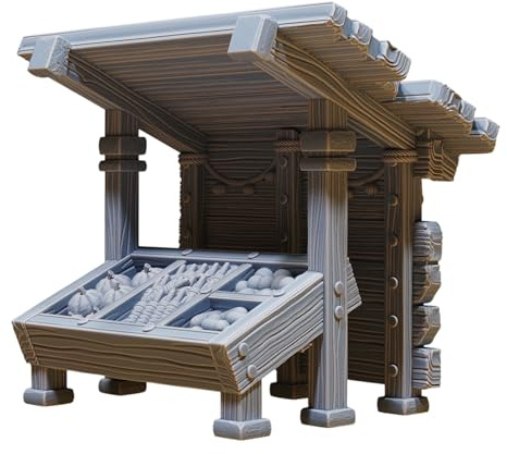 Unpainted DND Fruit Merchant Stand Terrain Miniature, Tabletop Gaming Collectible, Fantasy World, Ideal Gift for Dungeon Masters and Collectors - Designed by Epic Miniatures