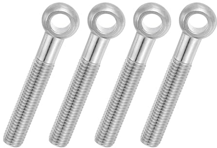 PATIKIL 4 Pcs Pernos Ojo Giratorios Con Hombro M12x80mm, Acero Inox 304 Roscados Parcialmente Métricos Con Ojal Agujero Deslizante Tornillos Aparejos Herrajes Metálicos Plateados