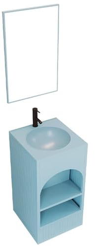 ZTGL Lavandino A Colonna Bagno, Lavabo Bagno Autoportante Freestanding in Ferro Battuto, Lavabo su Piedistallo Industriale, Lavabo da Appoggio da Terra, Mobile da Bagno con Lavabo C, with Mirror