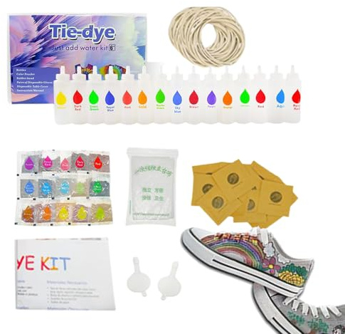 Batikfarben, Sprüh-Batik-Set für Handtücher, Stoffkunst-Set, Bastelfarbe für Hüte, Schals, Socken, Kleidung, Schule, Anfänger, Outdoor, Familie, Experte