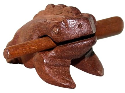 TTETTZ Wood Frog Guiro Rasp Wah Sound Easy to Play Musical Training Tool Cute Frog with Mallet Guiro Shaker Musical Instrument, 7x7cm