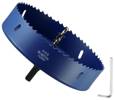DTGN Kit de scie cloche bimétallique M42 – 152 mm pour métal, cuivre, aluminium, panneaux PVC, panneaux acryliques, bois – Bleu