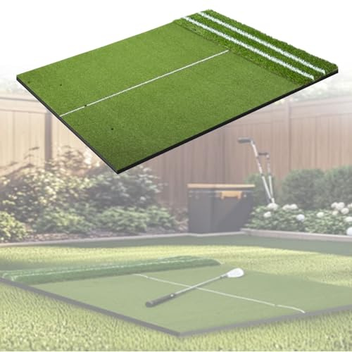 HSHBGS Golfmatte, Große Golf Abschlagmatte 1.2 x 1.5m, Golf Übungsmatte mit 9 Abschlaglöchern, Schlagmatte for Indoor/Outdoor, Abschlag, Chippen, Übung – Ideales Golfgeschenk(with Bag,15mm)