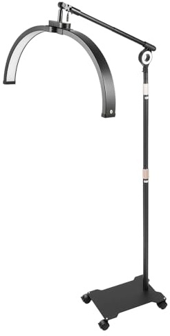 Halbmond Lampe Kosmetik Lampe, LED Kosmetiklampe mit Telefonständer und Rollen, 350° Verstellbar, Zwei Steueroptionen‌, 3200K-5600K Beauty Lichter für Salons Fotostudios Make-up-Tische (25-Zoll, 36W)