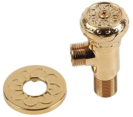 Adfaga Valvola di arresto ad angolo Valvola di arresto dell'acqua del rubinetto dell'acqua calda e fredda, intaglio in rame pieno antico dorato, per lavello della del bagno, Costr