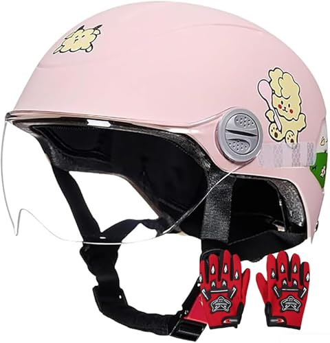 Casco Da Moto Vintage Per Bambini, Modello 3/4, Stile Retrò, Carino, Per Bambini Dai 2 Ai 16 Anni, Per Scooter Elettrico, Motocross, Go-Kart, Casco Per Bambini,Approvato DOT 1,48~55cm