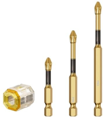 Lot de 4 tournevis cruciformes PH2 en bois Ph2 pour tournevis sélectriques et perceuses en particulier pour tournevis 2 (65 + 70 + 90 mm)