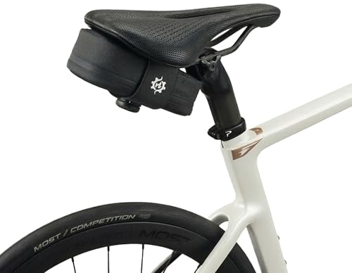 Lumiere & Co. Falcon magnetisk sadelväska – | elegant minimalistisk design, snabbt magnetspännfäste | cykelväska (svart, medium)
