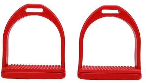 CHEOTIME Estribos para Montar a Caballo, Estribo de Seguridad de plástico de Color Rojo con Banda de Rodadura de Goma Antideslizante Estribos de Seguridad para Montar a Caballo par (L (13x7x2,6