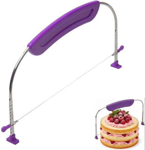 Fresilkora Professional Cake Leveler Tools, 27cm/10.75 Cake Cutter Slicer, Adjustable Stainless Steel Cake Cutter Layer Wires for Leveling & Slicing Cooking Kitchen Baking Tools (Purple)