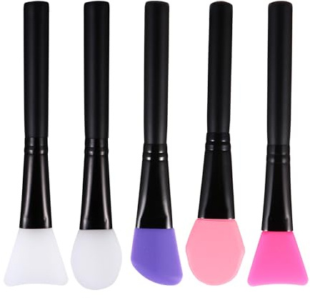 JOINPAYA Set da 5 Pennelli per Maschere Viso in Silicone Morbido, Spazzole per Trattamento Pelle Sensibile, Resistenti Alte Temperature, per Maschere Fango e Lozioni Corpo Professionali