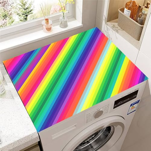 Hearda Housse Machine a Laver Moderne et Coloré,Dessus Tapis Lave Linge Antidérapant,Housse de Protection pour Machine à Laver Top, Tapis de Protection pour Dessus Sèche-Linge (Coloré 2,30x40cm)