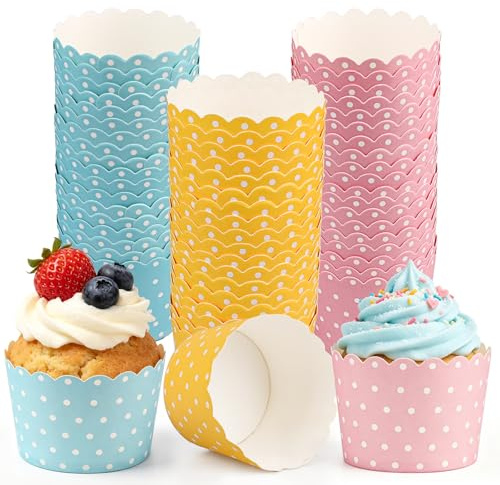 150 Stück Muffinförmchen Papier 6 * 5 * 4.7cm Cupcake Förmchen Bunt, Muffin Förmchen, Mini Muffin Papierförmchen, Cupcake Wrapper, Muffins Papierförmchen für Geburtstage Hochzeiten und Partys