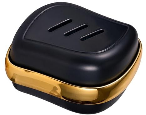 Nishiyuenyi Haarshampoo Bürste 2 in 1 Doppelkopf Haar Kamm Shampoo Bürste Kopf Schrubber Gesicht Reinigung Bürste für Sanfte Reinigung für Erwachsene, Schwarzes Gold