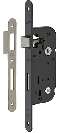 Serrure à Encastrer A40 NF à Condamnation - Têtière Bout Rond - Coffre Acier Embouti - Livré avec 1 Clé, 6 Variures - Made in France - Finition Époxy Noir Granité - THIRARD