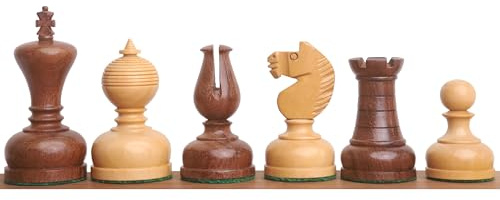 RoyalChessMall-3.1 Bibliotheksserie Staunton Schachfiguren nur Set - Gewichteter Buchsbaum & Akazie