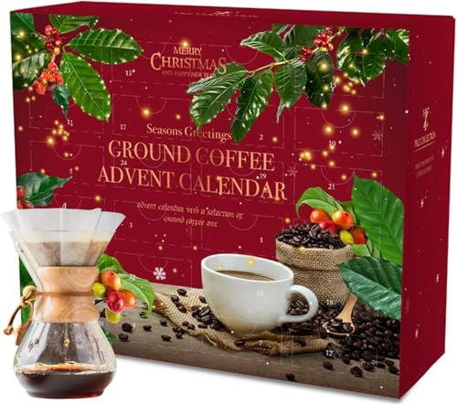 Coffee Advent Calendar 2025 for Adults -Ground Coffee Gift Set for Men, Women |24 Flavoured Coffee Gifts, Unique Christmas Food Advent Calendar For Adults |Food Gifts Men, Womens Gifts For Christmas