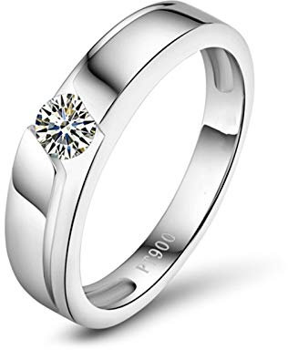 ANAZOZ Platin Damen Ring Pt900, 0.2 Karat Diamant Trauring Damen Solitärring Größe 52 (16.6) AN0926 Echtschmuck