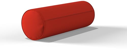 ARLINENS Round Cervical Roll Bolster Pillow with Removable & Washable Cotton Cover Pillow Filled with Hollow Fiber Neck & Back Cushions-Great for Yoga & Massage (Medium 15 x 45cm, Red)