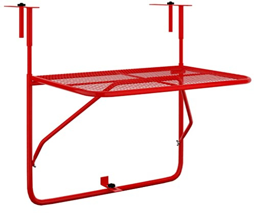 vidaXL Tavolo da Balcone Rosso 60x40 cm in Acciaio