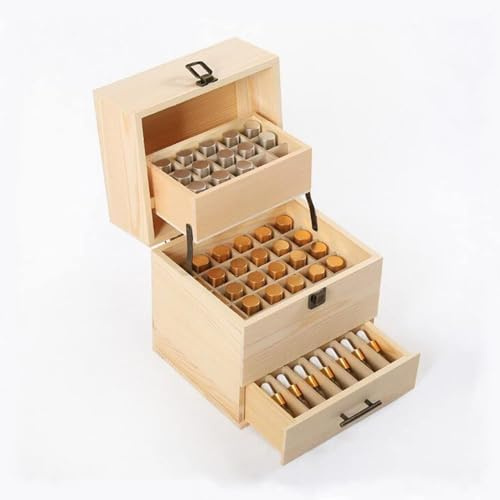Guolich Aufbewahrungsbox für ätherische Öle aus Holz für ätherische Öle | Ständer, Halter für 15-ml-Flaschen, Nagellack-Sammlung. (59-Steckplatz)