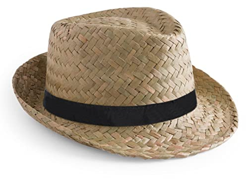 SILABA TONICA Sombreros de Paja con Cinta - Pack de 10 Sombreros - Gorro Estilo Tirolés para Eventos - Disponible en Dos Colores - Cinta con Color a Elegir