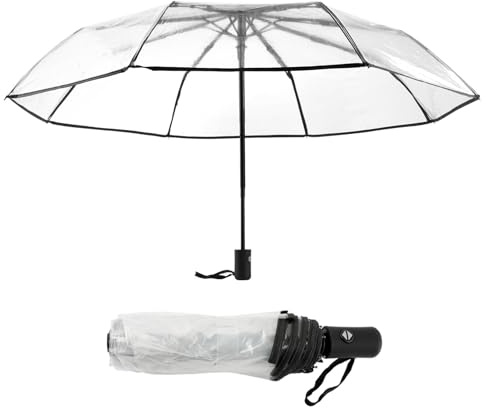 Parapluie pliable transparent entièrement automatique durable pour l'extérieur, le voyage et la pêche