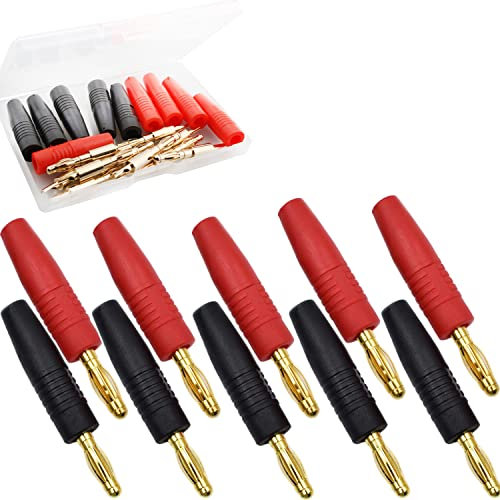 RUNCCI-YUN 10piezas de 4 mm Conector para Banana Speaker, Banana Connector Gold Plated, 4 mm Connector Audio Cable Speaker, Enchufe Banana Altavoz HiFi