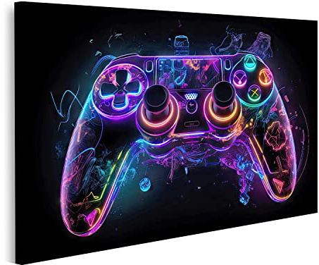 islandburner Bild auf Leinwand Glühendes Neonlicht Gamepad Glühendes Neonlicht Gamepad Bilder Wandbilder Poster IVDT-1P