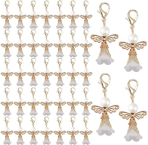 DAHI 40pcs Gastgeschenke Taufe Hochzeit Schutzengel KC gold Schlüsselanhänger Glücksbringer Hufeisen Geschenke Kommunion Party Mitbringsel (B-kc gold)