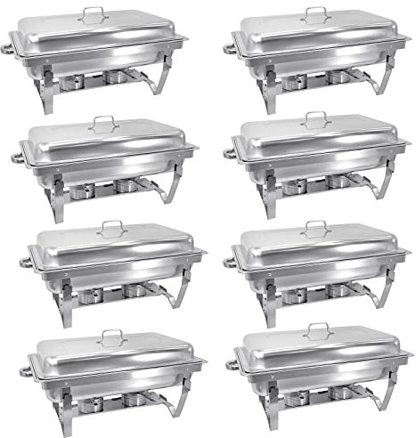 hagvot 8 x Chafing Dish | Edelstahl Warmhaltebehälter | Speisenwärmer | Wärmebehälter | Rechaud für Catering, Buffet und Party