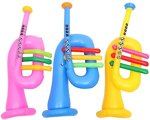 ibasenice 3stücke Aufblasbares Musikinstrument Aufblasbare Trompete Aus PVC Für Junge Mädchen Partygeschenke Musikrequisiten Einfach Aufzublasen Verstauen