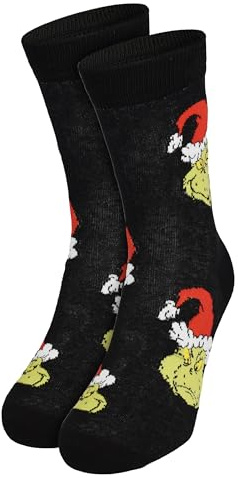 United Labels Grinch Socken für Herren, Schwarz, Herrensocken lustig, Weihnachtssocken, Grinch Strümpfe