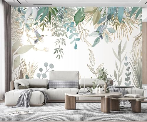 Papier Peint Panoramique Fleur De La Plante Tropicale Fleur Et Oiseau | Papier Peint Intissé 3D Tapisserie Murales Chambre Salon (350cmX256cm)