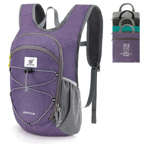 SKYSPER Zaino Pieghevole Leggero da 15L, Zaino da Escursione con Cinturino Pettorale Zaino Ripiegabile per viaggi Zainetto Piccolo per Uomo Donna