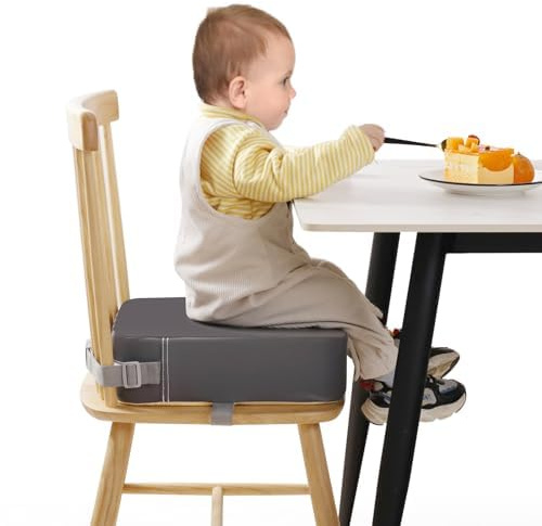 TOTIDYH Toddler Booster Seat for Dining Chair 10cm PU Kids Booster Cushion | Baby Booster Seat for Dining Table with Adjustable Straps, Detachable Washable , Supportive, Easy Clean, Non-Slip Bottom