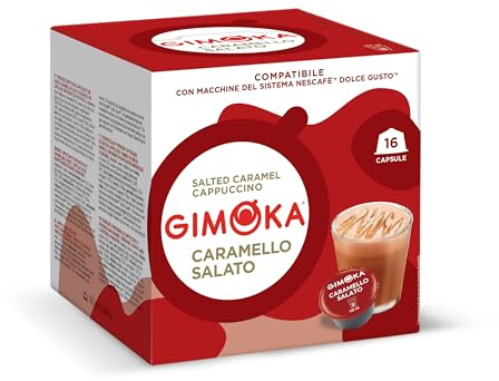 Gimoka – Caramello Salato - 48 Capsule Compatibili con Macchinetta Caffè Nescafé®* Dolce Gusto®* - 3 Confezioni da 16 Capsule - Made in Italy