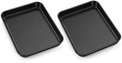 Joyfair Teglia da forno, 2 pezzi, antiaderente, piccola teglia da forno, in acciaio al carbonio, rettangolare, per la cottura, 23,8 x 17,7 x 2,5 cm, resistente alla ruggine e facile da pulire