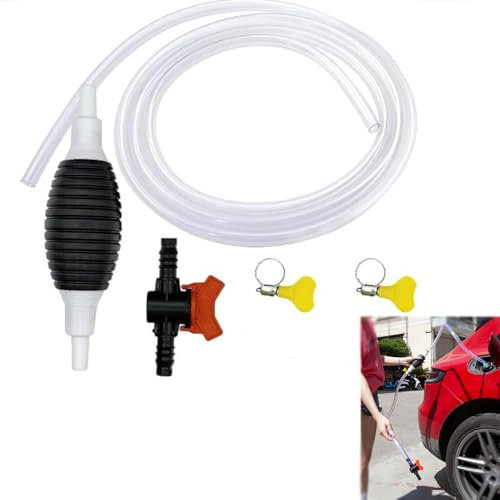 Baweilder Multifunction Liquid Sucker, 2024 Upgraded Manual Fuel Transfer Pump Gasoline Transfer Pump, Manual Fuel Transfer Pump Gasoline Siphone Hose, Siphon Hand Pump (2.5 M)