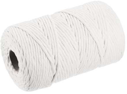 QUARKZMAN Baumwollseil Gedreht Geflochten Einzelstrangkordel, Milchweiß 200M/219 Yard 4mm Durchmesser für Wandbehang, Pflanzenaufhänger, Stricken, Makramee-Knoten