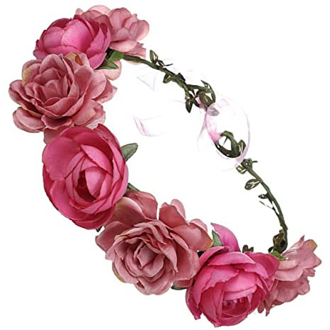 IWOWHERO Künstliches Rosen-haarband Für Frauen Eleganter Blumenkranz Für Hochzeiten Festivals Und Strandurlaub Stabil Und Rutschfest Für Fotografie Und Feierlichkeiten Wasserrosa