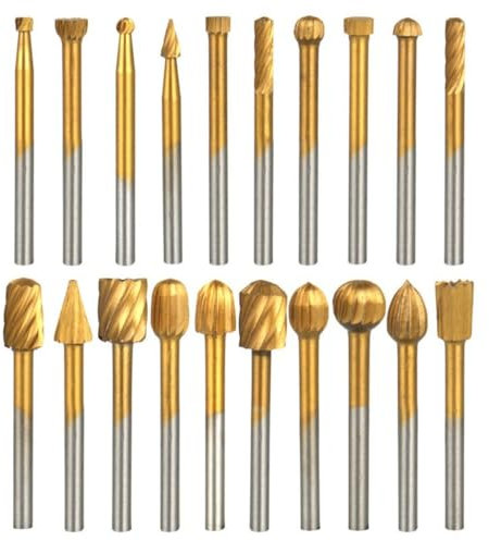 20-teiliges Vollhartmetall-Frässtift-Set, HSS, 0,3 cm Schaft, Drehfeilen, Frässtifte, Schleifer, Bohrer-Set für Holzbearbeitung, Gravur, Bohren, Schnitzen