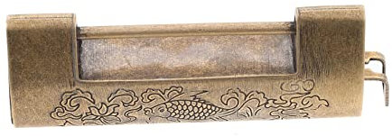 Uonlytech Vintage Graviertes Kupfer Schloss Retro Vorhängeschloss Mit Schlüssel Für Holzkisten Schmuckschränke 7,5cm Abstand 4,4cm Chinesischer Stil