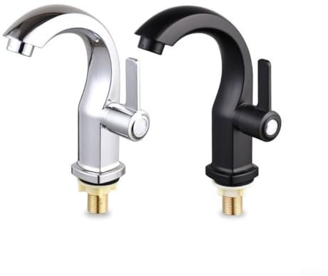 Grifo ABS para lavabo de baño de una sola manija, grifo de agua fría, ahorro de energía, ahorro de agua, mezclador de fregadero de cocina (negro)